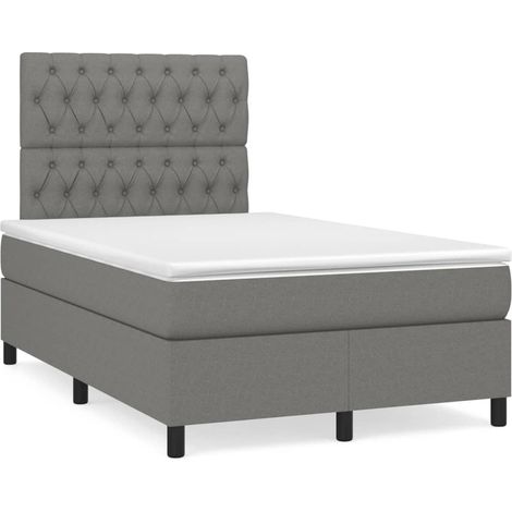 Boxspringbett mit Matratze Dunkelgrau 120x190 cm Stoff