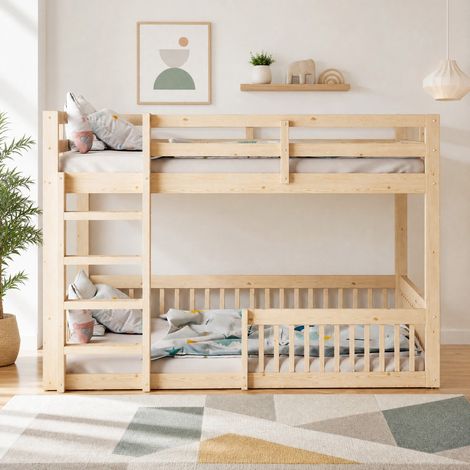 Litera infantil 160x200 cm con barandillas, pino y MDF, natural DESVIAE (1/5)