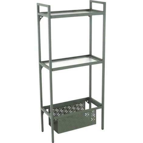 PROLOISIRS Etagère Balcon en acier à 2 niveaux - 118 x 24 x 53 cm - vert (1/3)