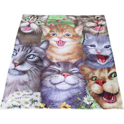 Tapis doux et chaud pour chien, motif chat adorable, couverture de climatisation pour chiot (120 x 60 cm) (1/5)