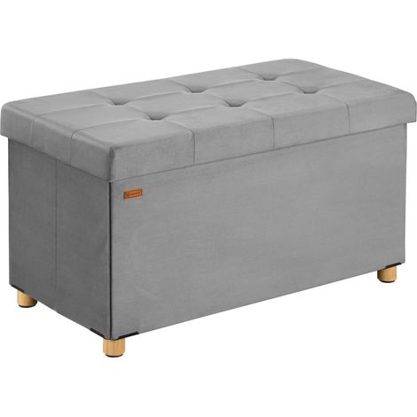 CASARIA® Banc de rangement en velours 76 x 38 x 42 cm Siège Coffre de rangement pliable 100 L salon chambre couloir Grau M (de) (1/5)