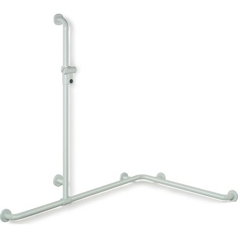 HEWI Duschhandlauf mit verschiebbarer Brausehalterstange Serie 801 1185x762mm reinweiß (1/3)