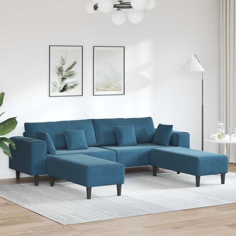 vidaXL Sofa 3 pcs Blau 250 x 188 x 76 cm Samt (1/5)