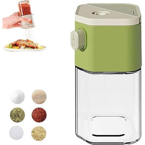 Bottiglia per spezie multifunzionale con regolazione del sale. Barattolo per spezie dosabile. Dispenser di spezie preciso con regolazione del sale. Bottiglia per spezie per cucinare e (1/5)