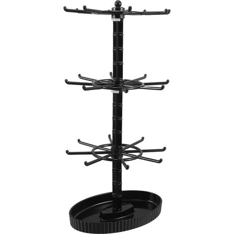 Présentoir à Bijoux Rotatif 3 Niveaux Noir Support de Rangement pour Colliers et Bracelets Organisateur Polyvalent Accès 360° pour Bureau et Maison Porte-Clés et Petits (1/5)