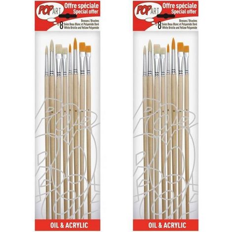 16 pinceaux brosse polyamide et soie (1/2)