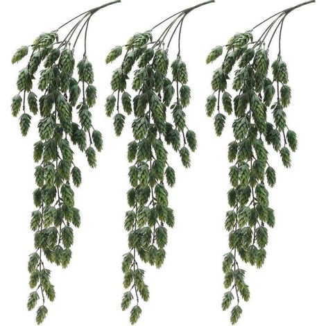 Lot de 3 guirlandes de houblon artificiel vert mat 80 cm pour décoration intérieure et extérieure (1/5)