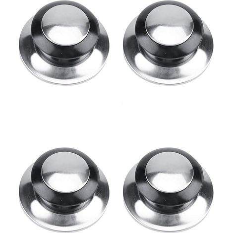 Lot de 4 boutons de couvercle de casserole - Universels - Pour remplacer les couvercles de casseroles et de poêles - Boutons Batterie de cuisine de Cuisine - Argenté - 62 x 62 x 22 mm - Acier inoxydab (1/5)