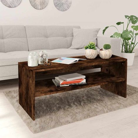 vidaXL Table basse Chêne fumé 100x40x40 cm Bois d'ingénierie (1/5)