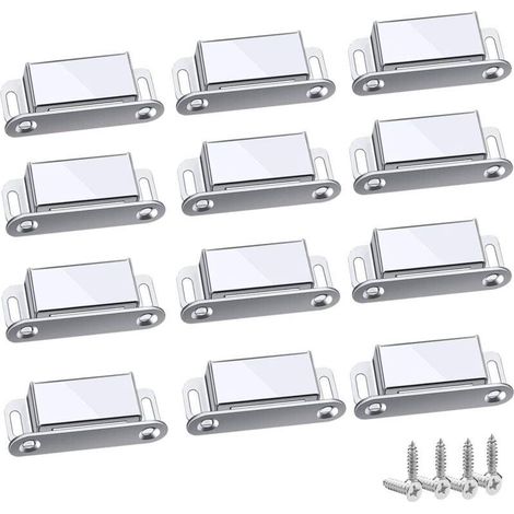 Loquet Magnetique, 12 Pièces Aimants loqueteaux magnétiques Placard Aimant Pour Tiroirs Robuste Jusqu'à 6kg, Puissant Porte de Cabinet, Meubles (45mm) (1/5)