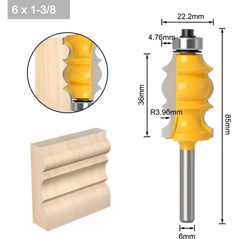 Fraise à profiler/moulurer à deux taillants avec queue de 6 mm – Fraise à bois pour défonceuses CNC (1/3)