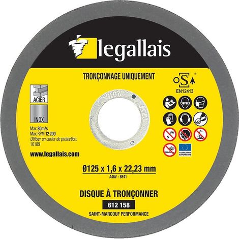 Disques à tronçonner métaux inox plat Saint Marcouf Performance 125x1.6x22.23mm en boîte de 25 - SIDAMO (1/2)