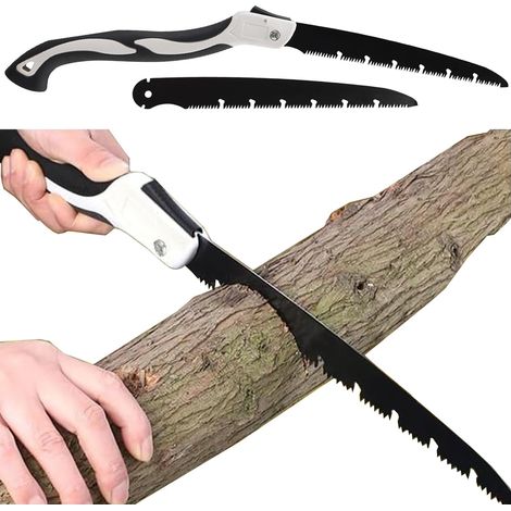 Sécateur télescopique 210 mm avec lames de rechange, scie à main pliable avec verrouillage de sécurité.
