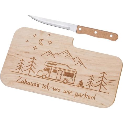 Tabla de cortar «Camping» con cuchillo (1/3)