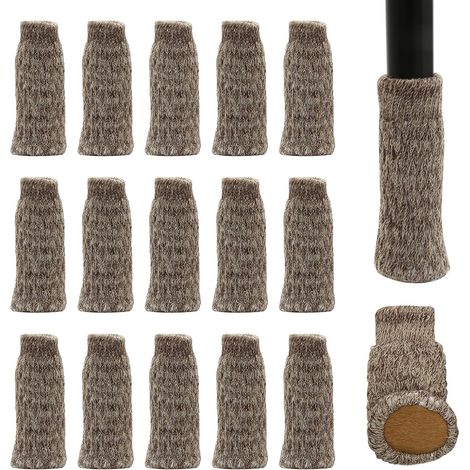 Set di 16 calzini per gambe di sedia con piedini in feltro – Doppio strato, antiscivolo – Per casa, scuola, ufficio, biblioteca (cachi) (1/5)