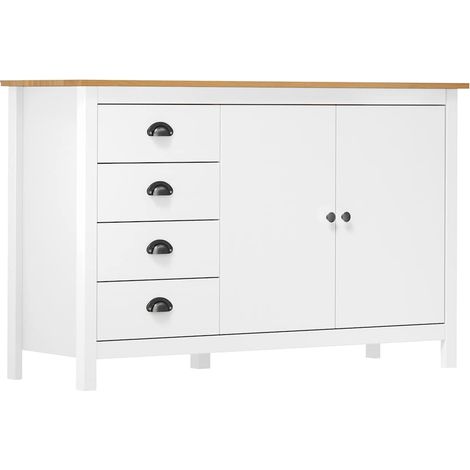 Mesita de noche Hill madera maciza de pino blanco 130x40x80 cm (1/4)