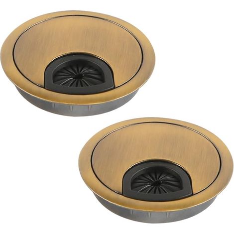 Set mit 2 runden Kabeldurchführungen (60 mm) für Schreibtisch, Kabelorganisator für Zuhause oder Büro (Bronze) (1/5)