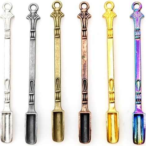 Lot de 6 mini cuillères à priser miniatures pour poudre petite cuillère en métal pour épices, petites cuillères à herbes, petit pendentif cuillère pour porte-clés/collier DIY (1/5)