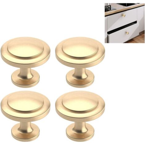 Lot de 4 Bouton de Meuble Bouton Porte Cuisine Rond Boutons de Porte Alliage de Zinc Bouton Porte Placard Or Bouton Porte Poignée Cuisine (1/4)