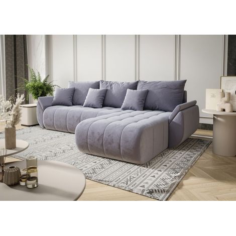 Ecksofa Schlafsofa AKITA Stoff Monolith Hellblau Ottomane Rechts (1/3)