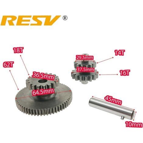 Convient pour les moteurs HONDA CG125, CG200 et CG250 : pignon de démarreur avec 18T, 16T, 17T, 49T, 60T et 62T (18T, 62T, 14T et 16T). (1/5)