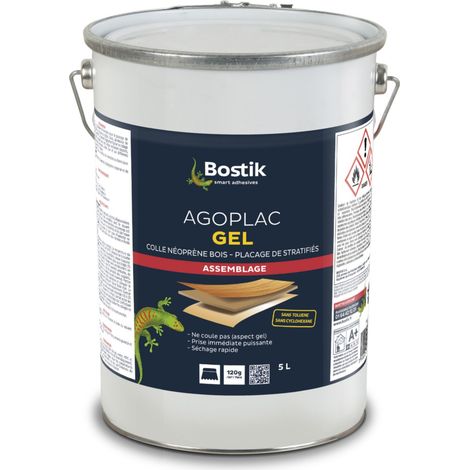 Bostik – Colle néoprène Agoplac gel 5L – Prise immédiate puissante – Ne coule pas – Séchage rapide – SKU 30604788