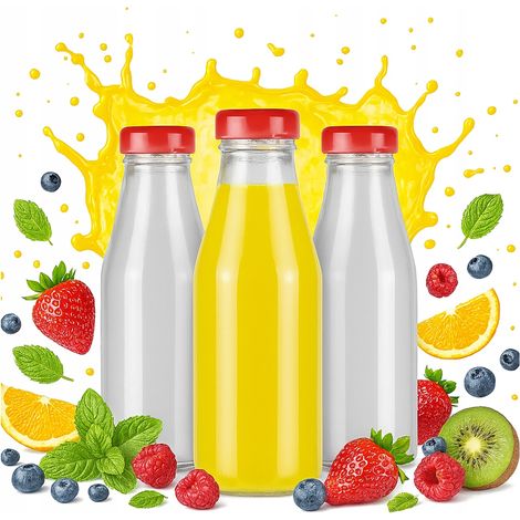 10x Bottiglia per succo di frutta SUCCO 200ml BOTTIGLIE DI VETRO per succo con tappo a vite 0,2l (1/5)