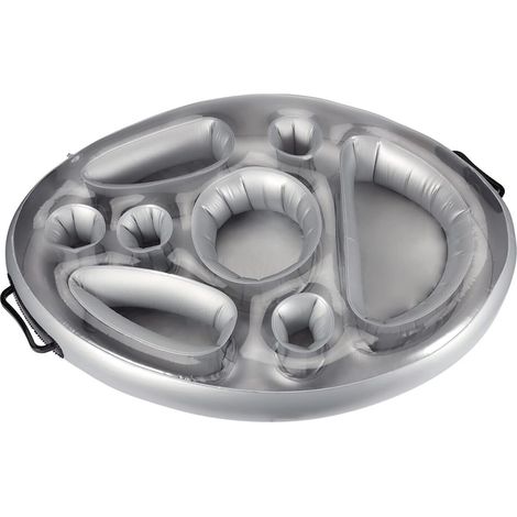 Porte-boisson gonflable multifonction, PVC résistant aux UV, argenté, 21,9 x 16,9 x 4,5 cm, pour piscine et bateau (1/5)