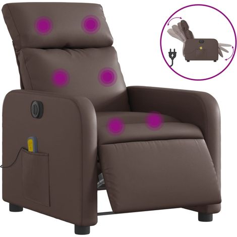 Maison Exclusive - Massagesessel Elektrisch Braun Kunstleder
