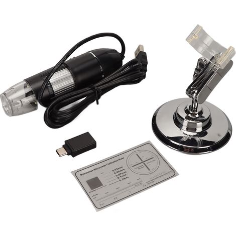 Microscope numérique 1600X HD avec 8 LEDs et USB-C, microscope électronique 2 en 1 pour observations précises