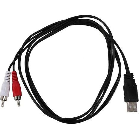 Câble audio/vidéo auxiliaire USB A mâle vers 2 RCA mâles (1.5 m) pour PC et TV. (1/5)