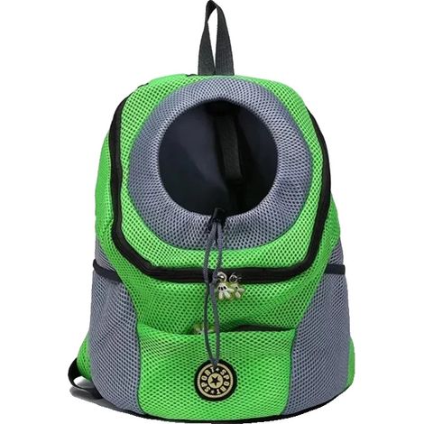 Mochila transportadora para mascotas, malla transpirable, correas ajustables, talla S, verde-a (1/2)