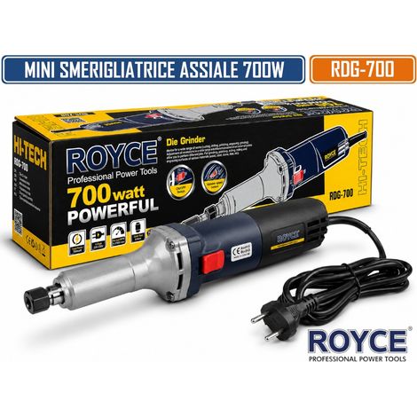 ROYCE RDG-700 SMERIGLIATRICE ASSIALE ELETTRICA 700W A VELOCITÀ REGOLABILE 0-27.000 GIRI/MIN CON MANDRINO Ø6MM (1/5)