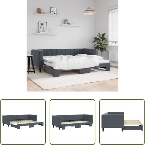 vidaXL Sofa-Bett -  Tagesbett Ausziehbar Dunkelgrau 80x200 cm Samt