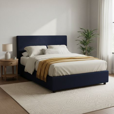 Letto Matrimoniale Worthing, Sfoderabile, Contenitore Made in Italy, Viola Scuro (1/4)