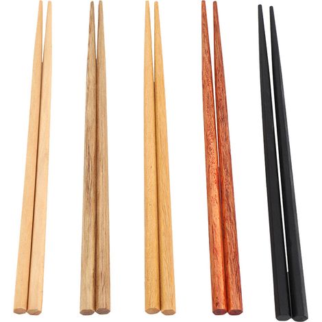 5 baguettes en bois naturel multicolore, peintes à la main, réutilisables, avec coffret cadeau (1/5)