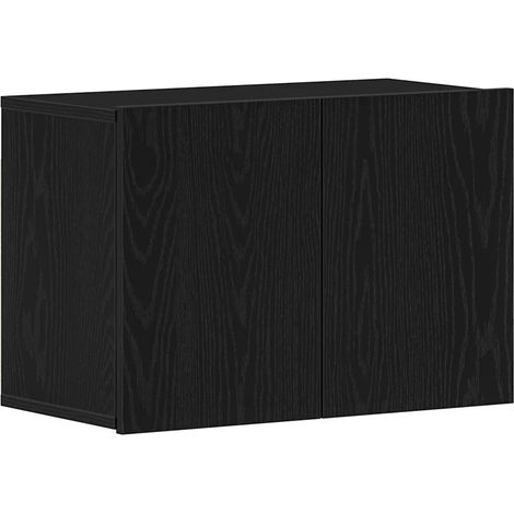 Meuble TV mural pratique avec rangement 60 x 30 x 41 cm en bois d'ingénierie chêne noir (1/5)