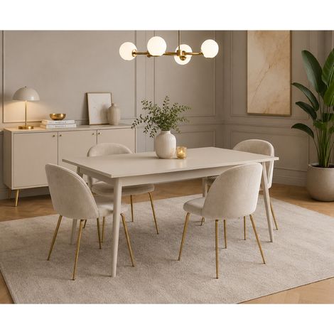 Table à manger scandinave beige cachemire 180cm EZIA (1/3)