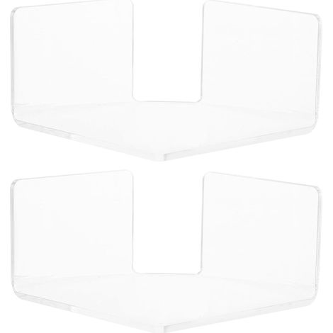 Lot de 2 Mini étagères d'angle flottantes - Support Mural pour caméras de sécurité, clés, Plantes, babyphones, Objets de Collection - Étagères flottantes adhésives (1/5)