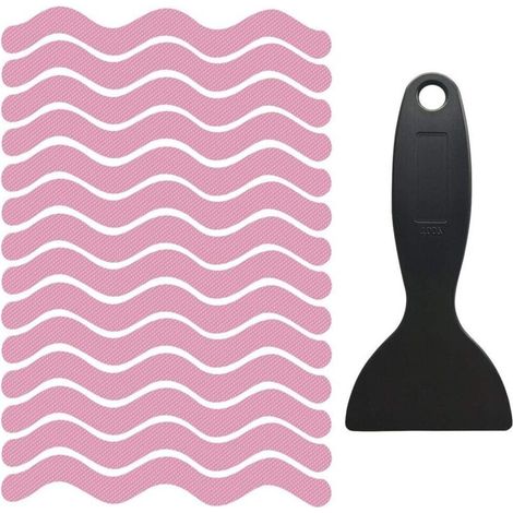 Lot de 24 autocollants antidérapants pour baignoire, autocollants de sécurité avec grattoir pour escaliers de baignoire glissants (rose), Ensoleillé (1/5)