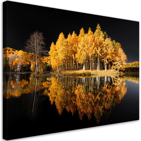 Tableau déco Arbres de forêt automne or 100x70 (1/5)