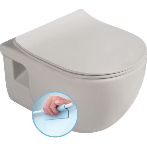 Sapho – Cuvette WC suspendu Rimless beige mat 355x530mm – Entraînement 3/6L – 100614114 (1/3)