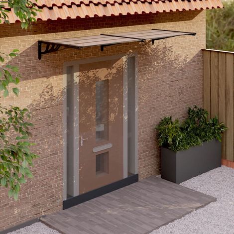 Auvent de porte,Marquise de Porte d'entrée,Store Banne Noir 239x90 cm Polycarbonate -FR26503 (1/5)