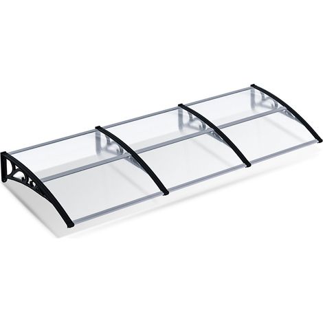 Jiubiaz Vordach Haustür 300×100 cm – Pultbogenvordach mit Polycarbonat-Dach & robusten ABS-Stützarmen