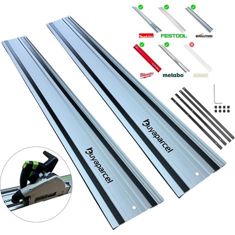 2x 1.5m Guide Rail for Festool Makita Milwaukee Plunge Saws + Pair Connectors (1/5)