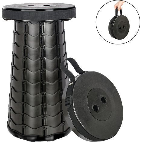 Black Portable Outdoor Folding Telescopic Camping Stool for Fishing/BBQ/Indoor/Outdoor Activities with Maximum Load Capacity of 150kg