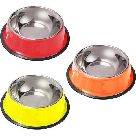 Bol Pour Chat - Acier Inoxydable Antidérapant - Pour Chatons Et Chiots - Lot De 3 (1/5)