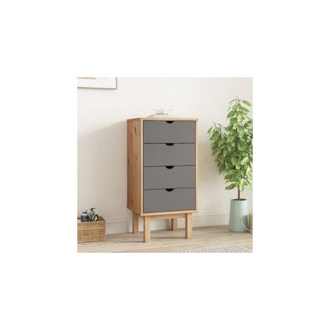 Commode OTTA marron et gris 45x39x90 bois de pin massif (1/5)