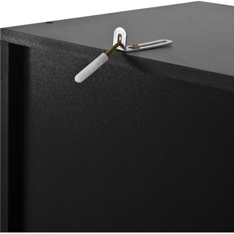Hochschrank en MDF noir et blanc avec éclairage LED, rangement avec portes, tiroirs et vinothèque, 120x35x180 cm (1/5)