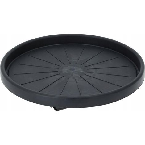 Soporte giratorio para macetas con ruedas, de plástico, negro, 35 cm. (1/3)